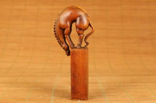 Rare old boxwood carving horse water seal statue netsuke stamp seal 2