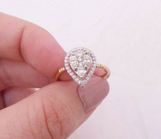 18ct Gold 80 Point Diamond Ring,  Marquise Round Cut Cluster Ring 18k 750