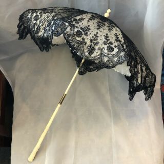 Antique Dupuy Paris Parasol Umbrella Carved Handle And Finial