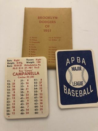 Apba Gtop 1951 Brooklyn Dodgers Of1951 Nm - 12 On 26