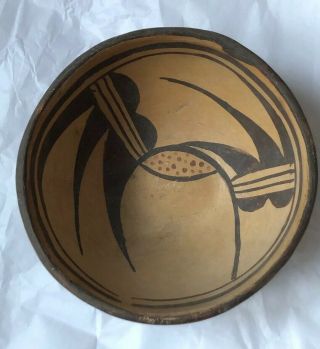 Vintage Native American Pueblo Pottery Bowl Santo Domingo Hand Painted Bird/claw