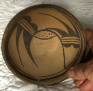 Vintage Native American Pueblo Pottery Bowl Santo Domingo Hand Painted Bird/Claw 2