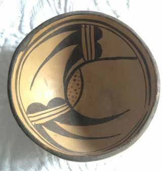 Vintage Native American Pueblo Pottery Bowl Santo Domingo Hand Painted Bird/Claw 3