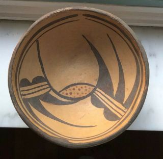 Vintage Native American Pueblo Pottery Bowl Santo Domingo Hand Painted Bird/Claw 4