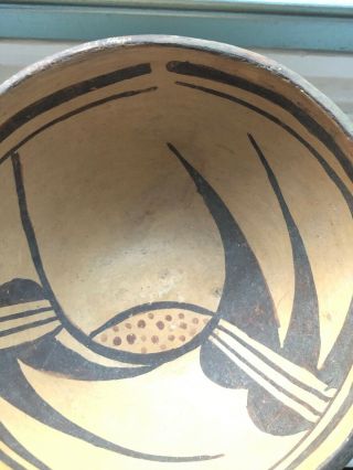 Vintage Native American Pueblo Pottery Bowl Santo Domingo Hand Painted Bird/Claw 5