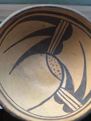 Vintage Native American Pueblo Pottery Bowl Santo Domingo Hand Painted Bird/Claw 6