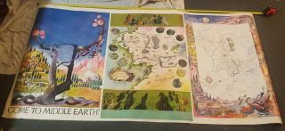 Vintage Uncut 1970s Lord Of The Rings Middle Earth Map Poster Ballantine Books