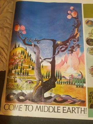 Vintage UNCUT 1970s Lord of the Rings Middle Earth Map Poster Ballantine Books 2
