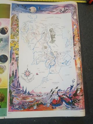 Vintage UNCUT 1970s Lord of the Rings Middle Earth Map Poster Ballantine Books 4