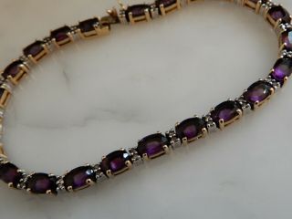 An Exceptional 9 Gold Oval 12.  00 Carat Amethyst And Diamond Bracelet