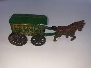 Vintage Cast Iron U.  S.  Mail Horse And Wagon Cart Coach