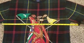 Vtg MEDIUM Ralph Lauren Knit Sweater Golf Bag Flag Stripes 8