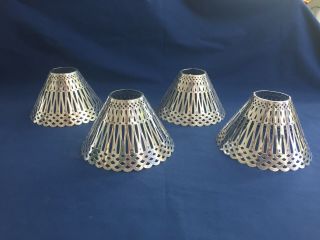 4 Antique Tiffany & Co.  Sterling Silver Candle Lamp Pierced Shades