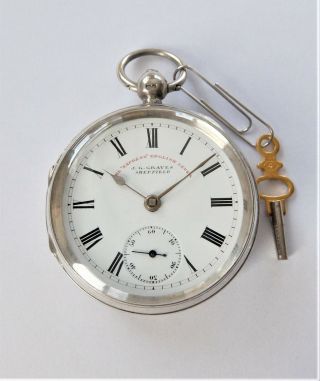 1899 Silver Cased English Lever Pocket Watch J G Graves Sheffield