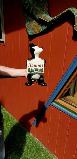 Vintage Hamms Beer Bear Red Wing Stoneware Pottery Bank Sign 12x5.  5 Nice1