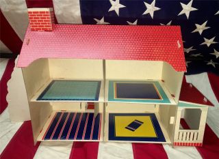 Vintage 1940s Rare Concord Toys The Doll House 2 Story Cardboard Dollhouse w/Box 5