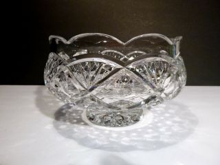 Vintage Waterford Crystal Master Cutter Scalloped Edge Footed Bowl 8 " Ireland