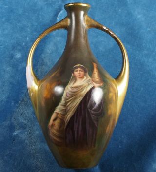 Antique Porcelain Portrait Vase Woman,  Rachel,  Hand Painted,  Germany 8 1/4 "