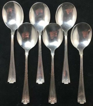 Set Of Six Gorham Etruscian Pattern Sterling Silver Soup Spoons No Monogram