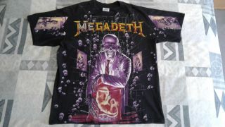Megadeth 1991 Vintage Allover Print Double Sided T Shirt Size (large)