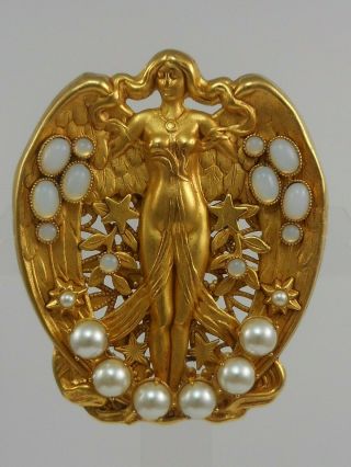 Askew London Winged Goddess And Pearl Brooch