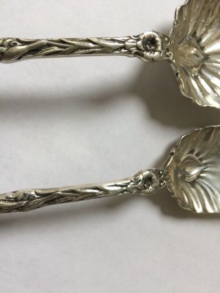 Large Antique Whiting Sterling Silver Lily Pattern Serving Spoon Fork Salad Set 3