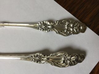 Large Antique Whiting Sterling Silver Lily Pattern Serving Spoon Fork Salad Set 7