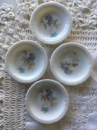 Set 4 Vintage Butter Pats Bone China Lavender & Blue Flowers Victoria Austria