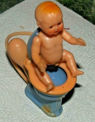 Vintage Mini Baby Boy On Potty/toilet Peeing With Pump