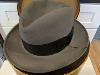 Stetson The Sovereign Gray Hat 3/8 Long In Resistol Box Vintage Rare