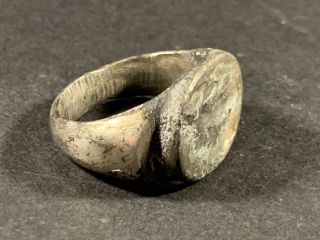 Ancient Roman Silver Ring W/ Seal Depiction Circa 200 - 300ad