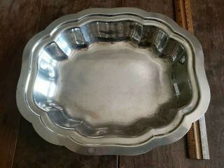 1940s Vintage M Fred Hirsch Sterling Silver Rectangular Scalloped Serving Dish