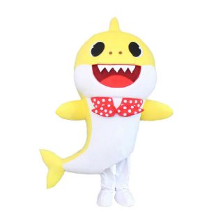 Ocean Yellow Baby Shark Mascot Suit Cosplay Party Costume Dress Outfit Adult @