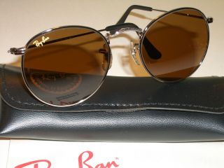 50[]21mm Vintage B&l Ray Ban Silver/chrome B15 Driving Round Aviators Sunglasses