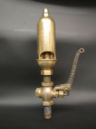 Antique Brass Lunkenheimer 3 Chamber Steam Whistle W/valve