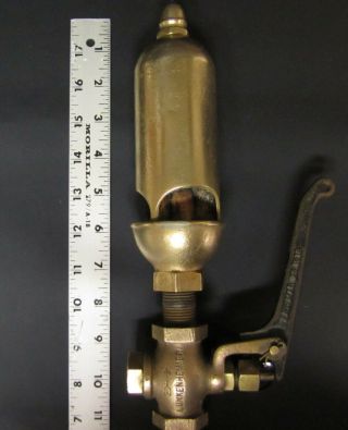 Antique Brass Lunkenheimer 3 Chamber Steam Whistle w/Valve 2