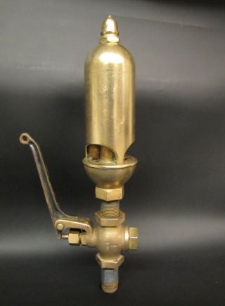 Antique Brass Lunkenheimer 3 Chamber Steam Whistle w/Valve 3