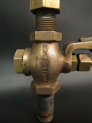 Antique Brass Lunkenheimer 3 Chamber Steam Whistle w/Valve 5