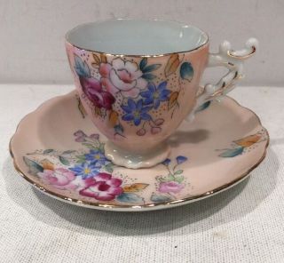 Shafford Espresso Cup And Saucer Hand Painted Japan Collectible