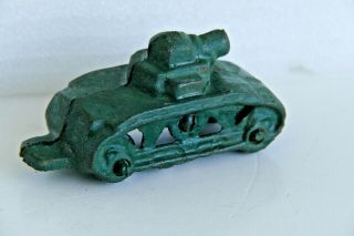 Vintage Cast Iron Toy Tank Green Paint About 4 Inch Arcade Hubley