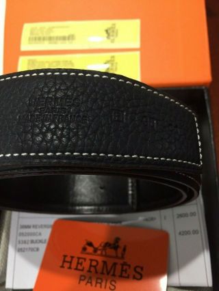 Hermes Black Vintage 110cm/38mm Belt With 2h Golden - Sliver Buckle