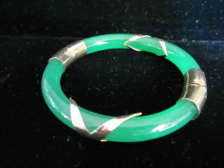 Old Vintage Chinese Faux Imperial Jade Glass Bangle Bracelet