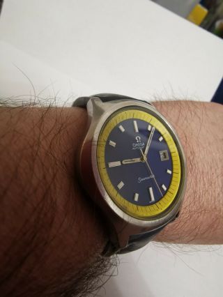 Omega Seamaster Big Yellow 42mm Very Rare Blue Face Ref 166.  092