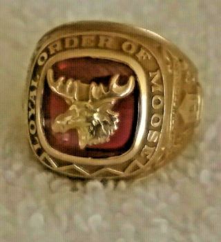 Vintage 10k Yellow Gold Ring 11.  52 Grams Loyal Order Of Moose Sz 7.  5 (pinky?)