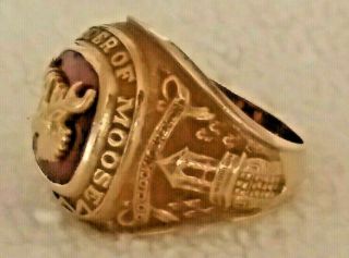 VINTAGE 10K YELLOW GOLD RING 11.  52 grams LOYAL ORDER OF MOOSE SZ 7.  5 (PINKY?) 2