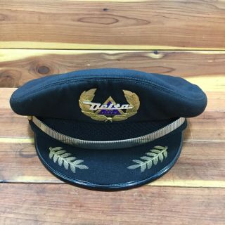 Vintage Delta Air Lines Pilot Captian Cap W/ Badge - Superior Uniform Cap A