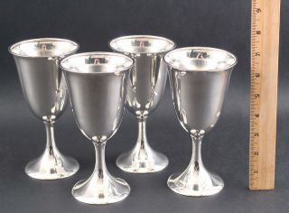 Set Of 4 Vintage Sterling Silver Water Wine Goblets,  No Monogram,