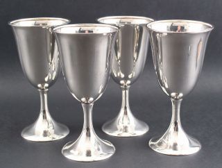 Set of 4 Vintage Sterling Silver Water Wine Goblets,  No Monogram, 2