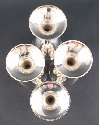 Set of 4 Vintage Sterling Silver Water Wine Goblets,  No Monogram, 6