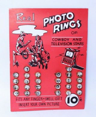 Vintage Cowboy & Television Stars Real Photo Ring Store Display